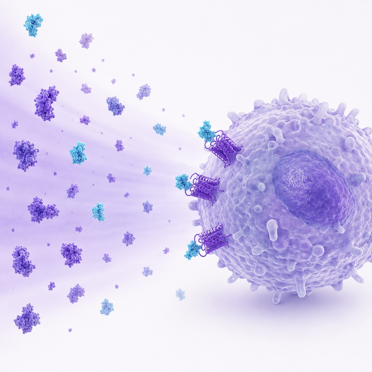 Chemokine gradient and immune-cell receptor illustration