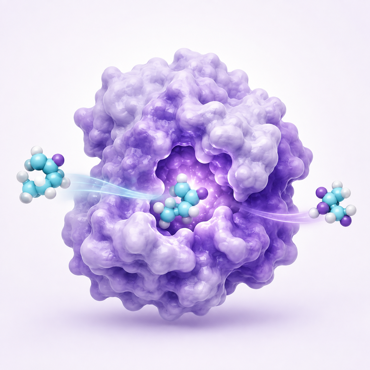 Enzyme active-site catalysis illustration